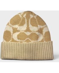 COACH - Signature Jumbo Beanie Camel - Lyst