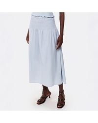 Whistles - Louisa Smocked Cotton Midi Skirt - Lyst