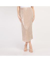 Little Mistress - Nude Sequin Midaxi Skirt - Lyst