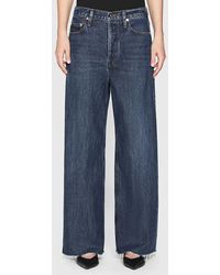 FRAME - Dark Low Rise Baggy Wide Leg Stretch Jeans - Lyst