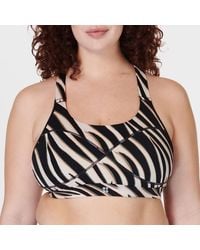 Sweaty Betty - Waved Zebra Print Power Medium Support Sports Bra - Lyst