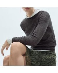 Mango - Perkins Wool Blend Neck Fine Knit Jumper - Lyst