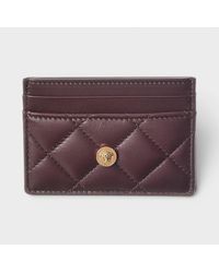 Versace - Logo Quilted Card Holder Aubergine - Lyst