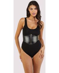 Wolf & Whistle - Melody Jersey Body With Pu Panel - Lyst
