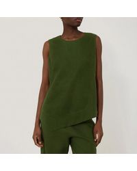 Jigsaw - Khaki Linen Asymmetric Hem Top - Lyst