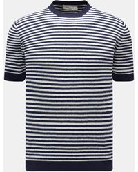 FILIPPO DE LAURENTIIS - Frottee-Kurzarmpullover Weiß/ Gestreift - Lyst