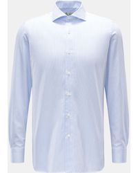 Luigi Borrelli Napoli - Business Hemd 'Nando' Haifisch-Kragen weiß/blau gestreift - Lyst