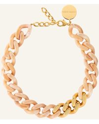 Vanessa Baroni - Halsketten FLAT CHAIN NECKLACE WITH GOLD CREME BRULEE MARBLE by GLAMBOU - Lyst