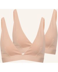 erlich textil - 2er Pack Casual Cotton bügelloser Plunge BH mittlerer Halt mit Baumwolle - verstellbare Träger - Lyst