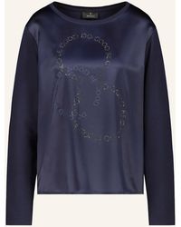 Monari - Longsleeve im Materialmix mit Schmucksteinen - Lyst