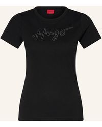HUGO - T-Shirt DELORIS mit Schmucksteinen - Lyst