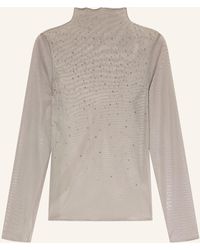 Marc Cain - Longsleeve aus Mesh mit Schmucksteinen - Lyst