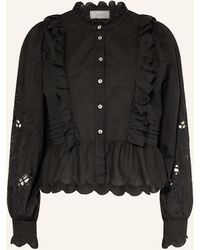 Neo Noir - Bluse PETRINE mit Lochspitze und Rüschen - Lyst