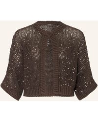 Peserico - Cropped-Strickjacke mit 3/4-Arm und Pailletten - Lyst