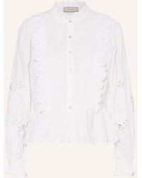 Neo Noir - Bluse PETRINE mit Lochspitze und Rüschen - Lyst