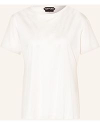 Damen Bekleidung Oberteile T-Shirts Tom Ford Seide Bedrucktes T-shirt Aus Seidenjersey in Weiß 