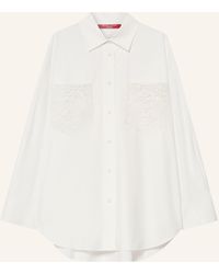 Marina Rinaldi - Hemdbluse mit Spitze und Schmucksteinen - Lyst