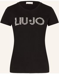 Liu Jo - T-Shirt mit Schmucksteinen und Schmuckperlen - Lyst