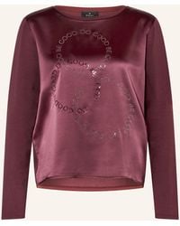 Monari - Longsleeve im Materialmix mit Schmucksteinen - Lyst