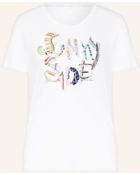 Marc Cain - T-Shirt mit Schmuckperlen und Pailletten - Lyst