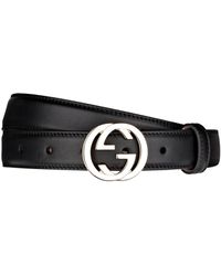 Gucci Gürtel mit GG Schnalle aus Leder - Schwarz