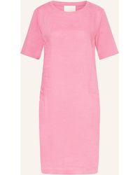 Ouí - Kleid im Materialmix mit Leinen - Lyst