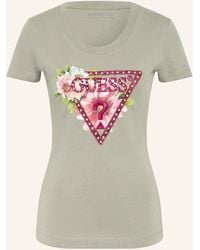 Guess - T-Shirt mit Schmucksteinen - Lyst