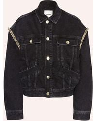 Sandro - Oversized-Jeansjacke mit Schmucksteinbesatz - Lyst