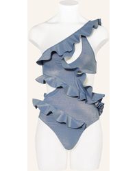 Zimmermann - One-Shoulder-Badeanzug AUGUST mit Glitzergarn - Lyst