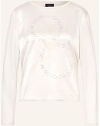 Monari - Longsleeve im Materialmix mit Schmucksteinen - Lyst