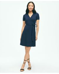 Brooks Brothers - Polo Wrap Dress In Pique Cotton Modal Blend - Lyst