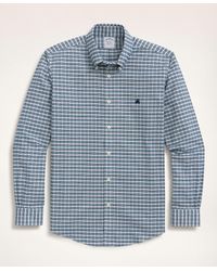 Brooks Brothers - Stretch Milano Slim-fit Sport Shirt, Non-iron Mini-check Oxford Button Down Collar - Lyst