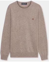 Brooks Brothers - Lambswool Crewneck Sweater With Logo - Lyst