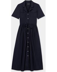 Brooks Brothers - Belted Cotton Midi Shirt Dress With Pockets - Lyst