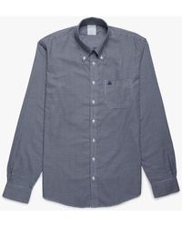 Brooks Brothers Camisa de sport corte slim Milano non-iron de Oxford con cuello button down - Azul