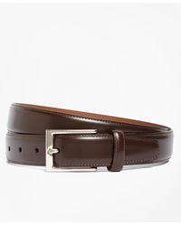 Brooks Brothers Silver Buckle Leather Dress Belt - Brown