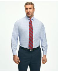 Brooks Brothers - Stretch Big & Tall Supima Cotton Non-iron Poplin English Spread Collar, Glen Plaid Dress Shirt - Lyst