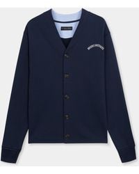 Brooks Brothers - V-Neck Cotton Cardigan With Logo Print - Lyst