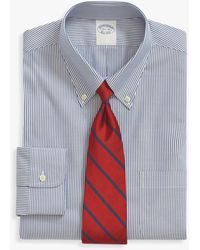Brooks Brothers - Blue Regular Fit Non-iron Stretch Cotton Dress Shirt With Button Down Collar - Lyst