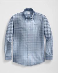 Brooks Brothers - Stretch Supima Cotton Non-Iron Twill Polo Button Down Collar Windowpane Shirt - Lyst