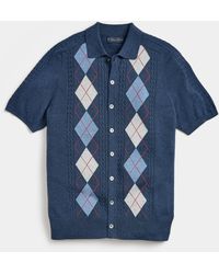 Brooks Brothers - Jersey Intarsia Argyle Polo Cardigan - Lyst