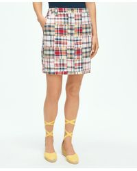Brooks Brothers - Madras Patchwork Pencil Skirt In Cotton - Lyst
