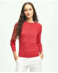 Brooks Brothers - Supima Cotton Cable Crewneck Sweater - Lyst