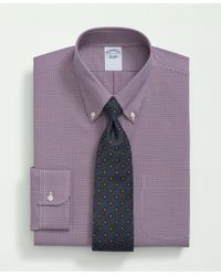 Brooks Brothers - Stretch Supima Cotton Non-iron Poplin Polo Button-down Collar, Checked Dress Shirt - Lyst