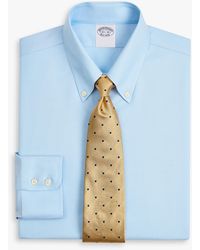 Brooks Brothers - Light Blue Regular Fit Non-iron Stretch Supima Cotton Twill Dress Shirt With Button Down Collar - Lyst