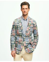 Brooks Brothers - Classic Fit Chambray-madras Patchwork Sport Coat In Cotton - Lyst