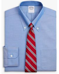 Brooks Brothers - Blue Regular Fit Non-iron Pinpoint Dress Shirt With Button Down Collar - Lyst