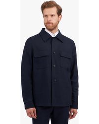 Brooks Brothers - Navy Blue Wool Blend Overshirt Jacket - Lyst