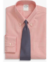 Brooks Brothers - Camisa De Vestir Roja Non-iron De Algodón Elástico Corte Regular Con Cuello Button Down - Lyst