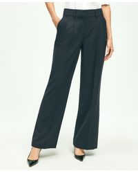 Brooks Brothers - The Essential Stretch Pleat-front Wide Leg Trousers - Lyst